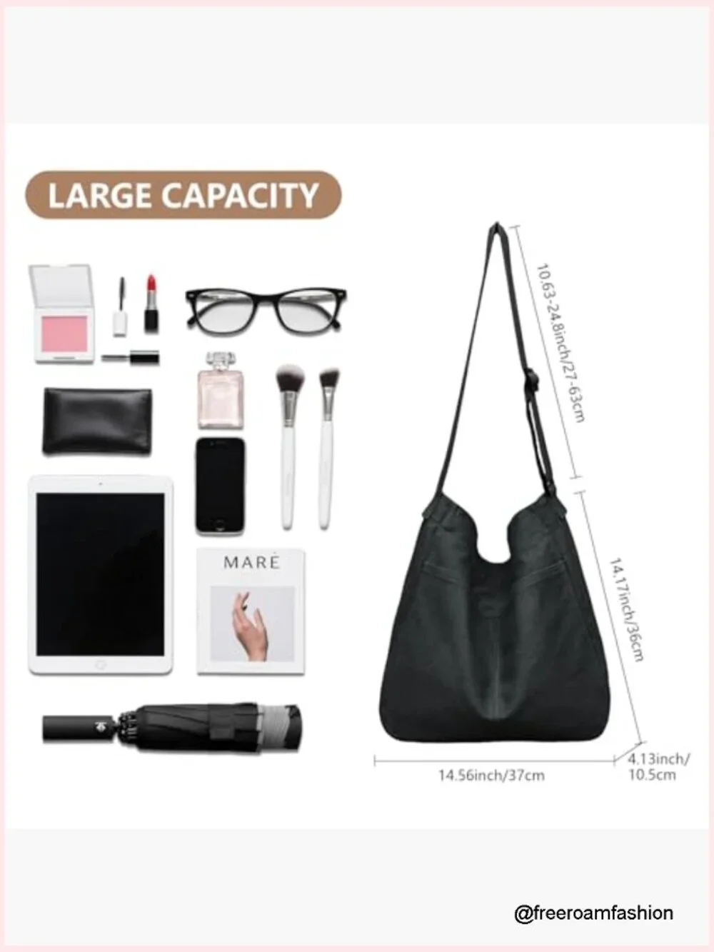 Large Canvas Hobo Bag Crossbody Shoulder Tote with Multiple Pockets